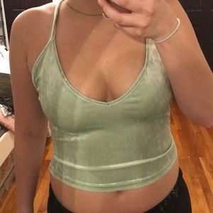 NEVER WORN. Mint green velvet halter crop top
